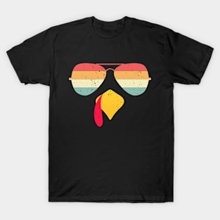 Cool Turkey Face With Sunglasses Funny Thanksgiving For Men Boys T-Shirt